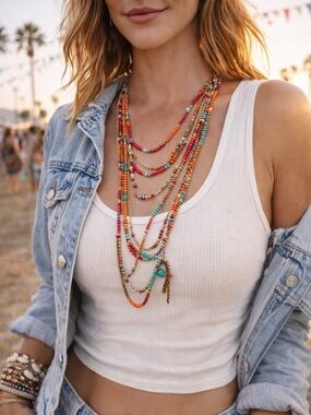 Boho Multicolour Beaded Necklace